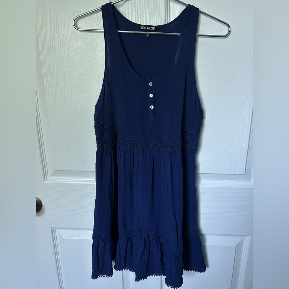 Express Baby Doll Racerback Boho Navy Blue Dress Size XS